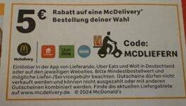 McDonalds Lieferung Gutschein
