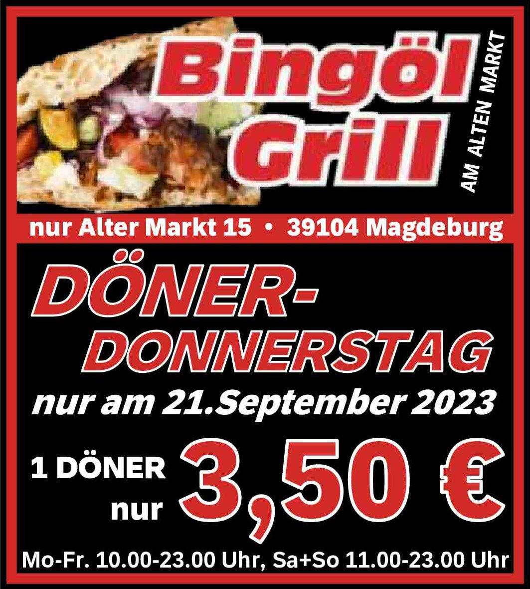 Döner Kebap 3,50 € beim Bingöl-Grill Alter Markt am Donnerstag, 21. September